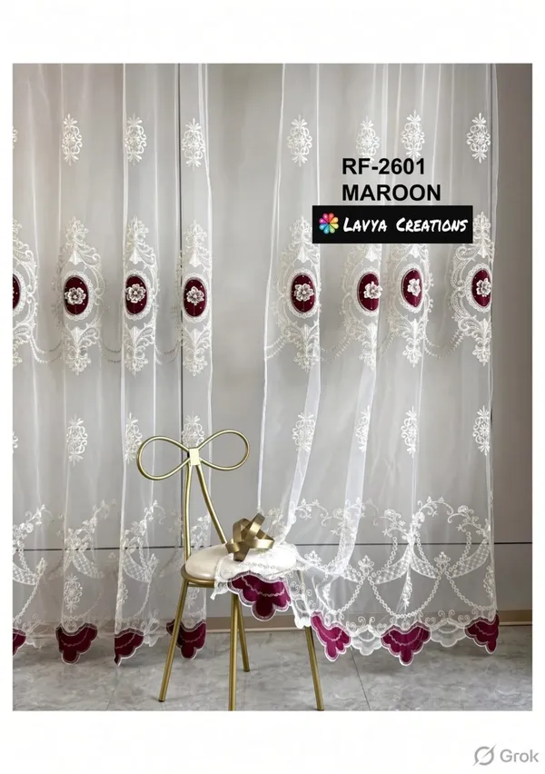 IMPORTED_TISSUE_EMBROIDERY_PATCH_WORK_CURTAINS.PACK_OF_TWO_CURTAINS.MAROON.