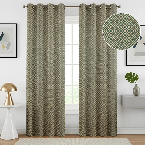 LAVYA_CREATIONS.PACK_OF_2.GREEN_BEIGE..DOBBY_PATTERN.