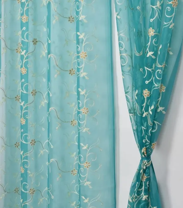 LAVYA_CREATIONS.PACK_OF_TWO_CURTAINS.TISSUE_EMBROIDERY.AQUA