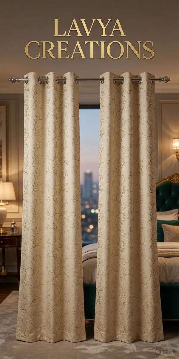LAVYA_CREATIONS.PACK_OF_TWO_CURTAINS.VELVET_FOIL.CREAM.