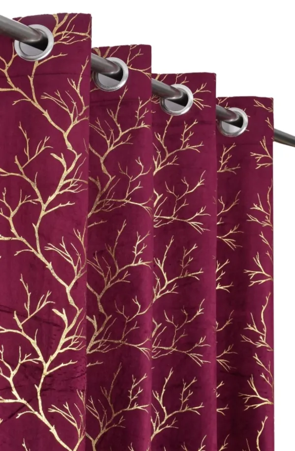 LAVYA_CREATIONS.PACK_OF_TWO_CURTAINS.VELVET_FOIL_CURTAINS.MAROON.