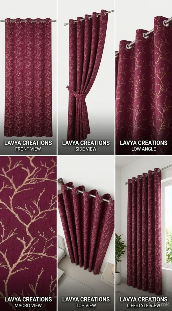 LAVYA_CREATIONS.PACK_OF_TWO_CURTAINS.VELVET_FOIL_CURTAINS.MAROON.