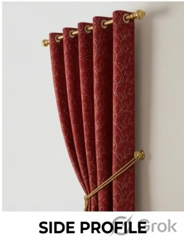 LAVYA_CREATIONS.PACK_OF_TWO_CURTAINS.VELVET_FOIL.RED.