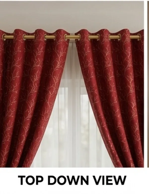 LAVYA_CREATIONS.PACK_OF_TWO_CURTAINS.VELVET_FOIL.RED.