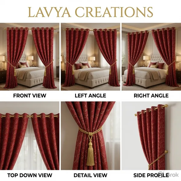 LAVYA_CREATIONS.PACK_OF_TWO_CURTAINS.VELVET_FOIL.RED.