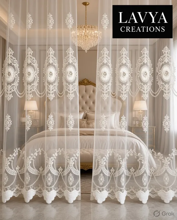 TISSUE_EMBRIODERY_PATCH_WORK_IMPORTED_CURTAINS.PACK_OF_SINGLE_CURTAINS.WHITE