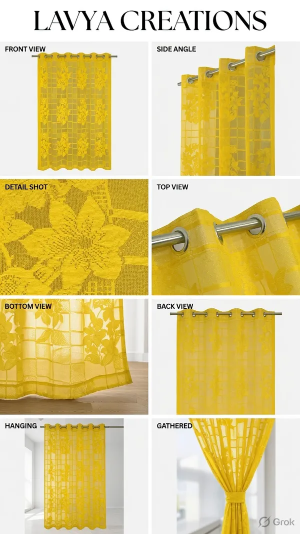 PRIMIUM_NET_CURTAINS.PACK_OF_FOUR_CURTAINS.CHECK_FLOWER_YELLOW.