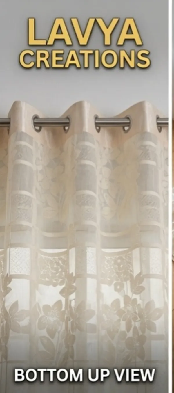 PREMIUM_NET_CURTAINS.PACK_OF_FOUR_CURTAINS.CREAM_CHECK_FLOWER.