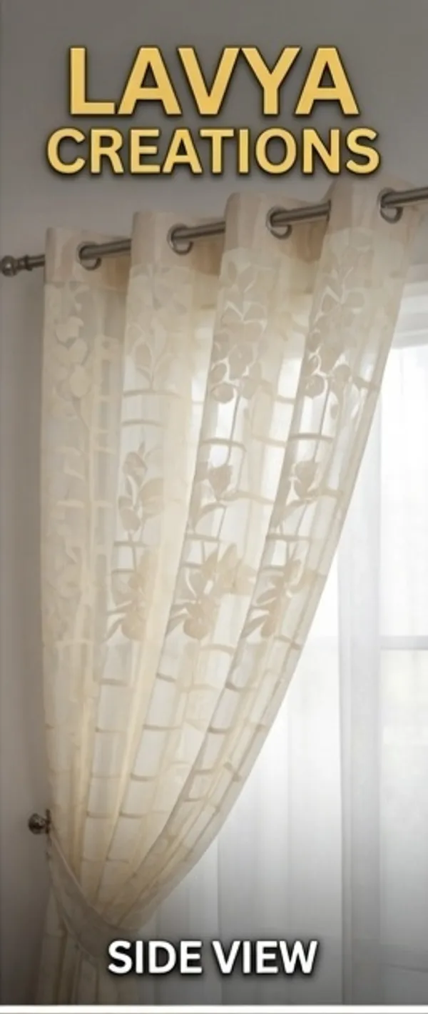 PREMIUM_NET_CURTAINS.PACK_OF_FOUR_CURTAINS.CREAM_CHECK_FLOWER.
