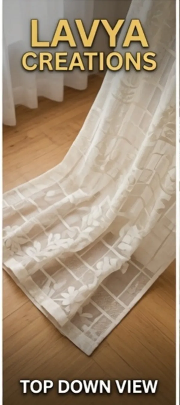 PREMIUM_NET_CURTAINS.PACK_OF_FOUR_CURTAINS.CREAM_CHECK_FLOWER.