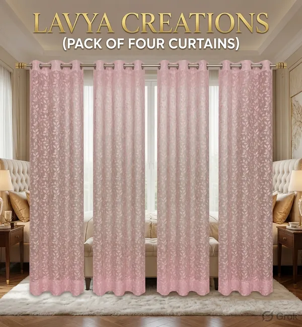 NET_CURTAINS.PACK_OF_FOUR_CURTAINS.PINK_LEAF.