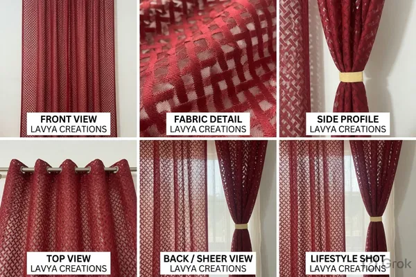 NET_CURTAINS.PACK_OF_FOUR_CURTAINS.RED_CRISS_CROSS.