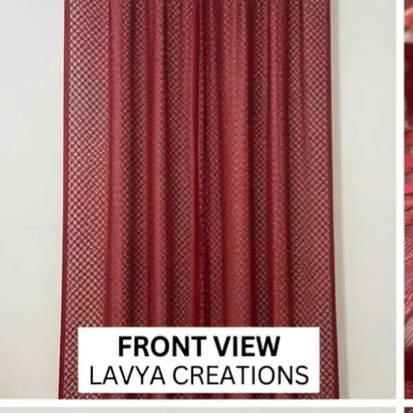 NET_CURTAINS.PACK_OF_FOUR_CURTAINS.RED_CRISS_CROSS.