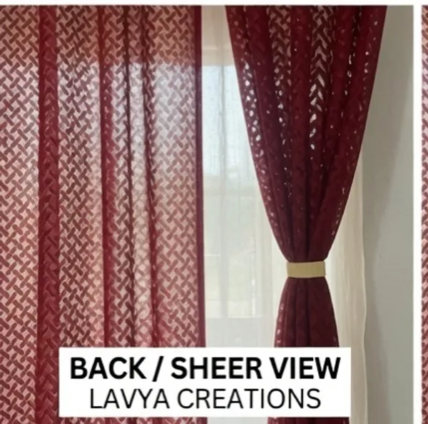 NET_CURTAINS.PACK_OF_FOUR_CURTAINS.RED_CRISS_CROSS.