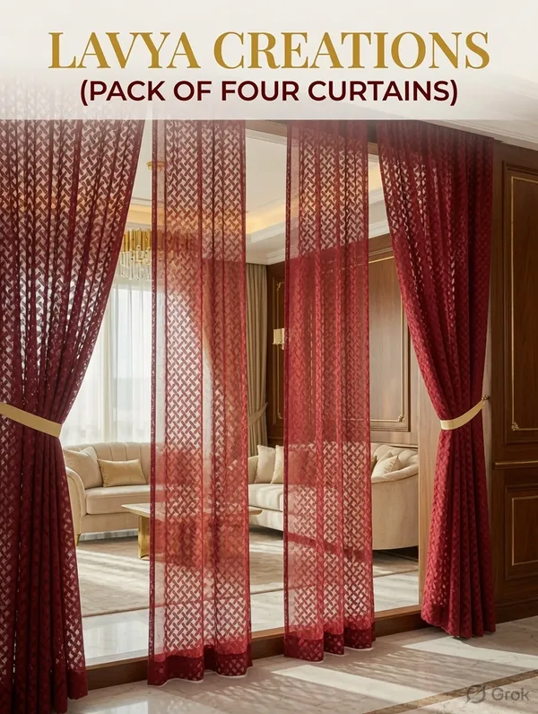 NET_CURTAINS.PACK_OF_FOUR_CURTAINS.RED_CRISS_CROSS.