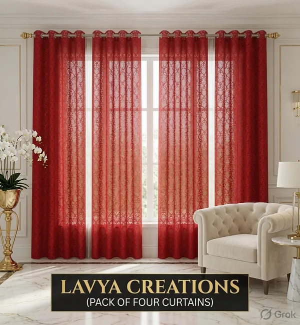NET_CURTAINS.PACK_OF_FOUR_CURTAINS.ZIGZAG_RED.