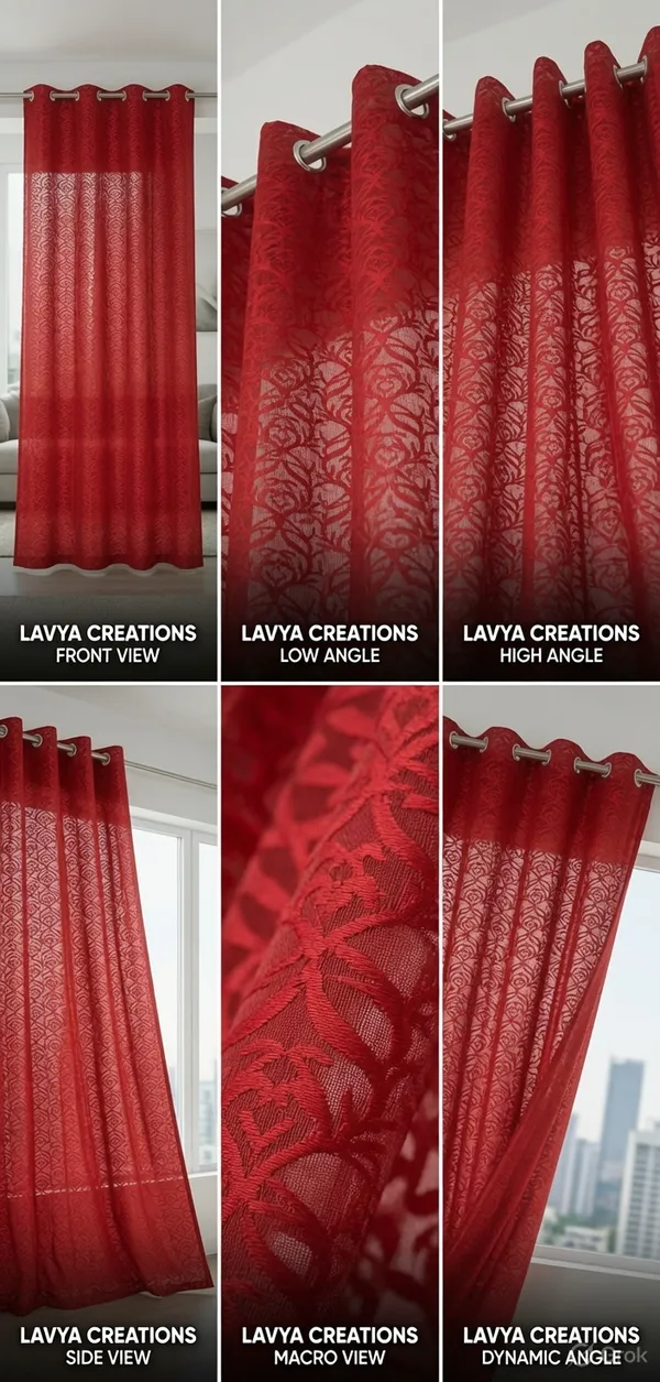 NET_CURTAINS.PACK_OF_FOUR_CURTAINS.ZIGZAG_RED.