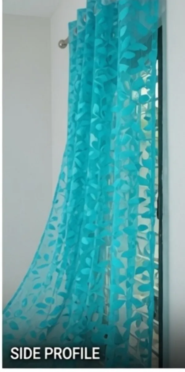 NET_CURTAINS(_LEAF).PACK_OF_FOUR_CURTAINS.AQUA.