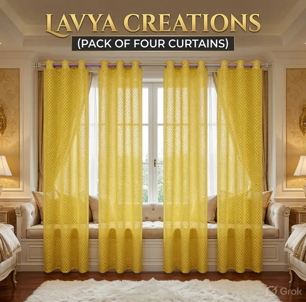 NET_CURTAIN.PACK_OF_FOUR_CURTAINS.YELLOW.