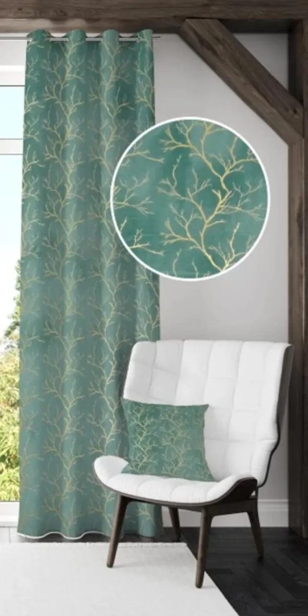 LAVYA_CREATIONS.PACK_OF_TWO_CURTAINS.VELVET_FOIL_.AQUA_GREEN.
