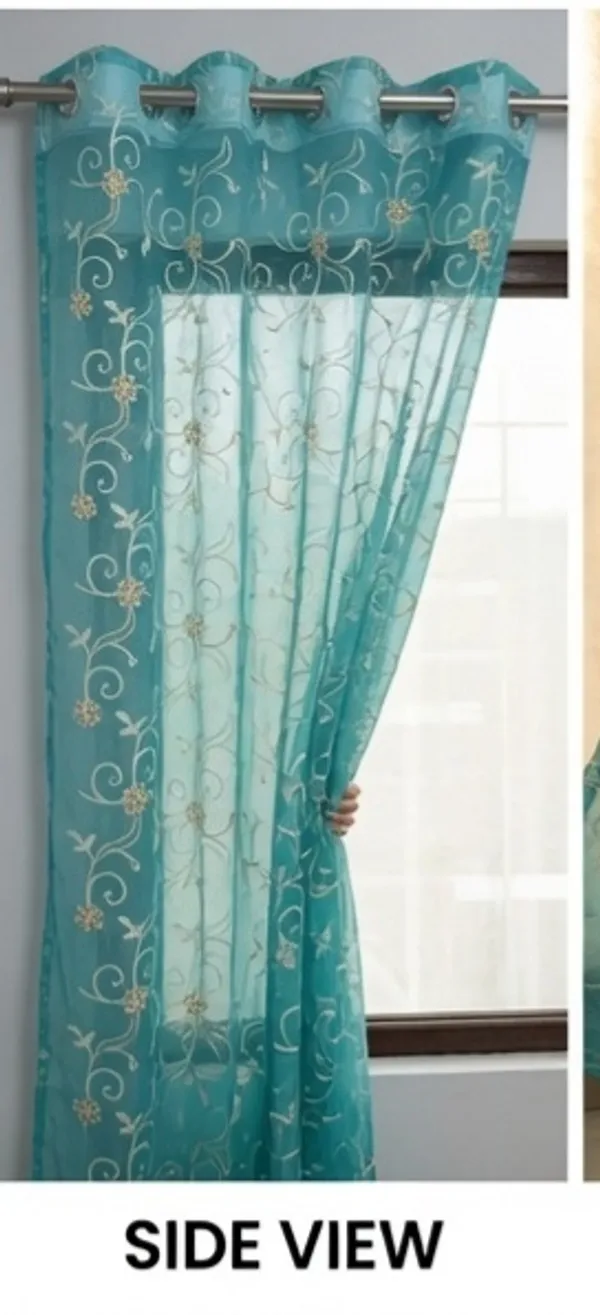 PRIMIUM_TISSUE_EMBROIDERY_CURTAINS.PACK_OF_FOUR(4)_CURTAINS.AQUA.
