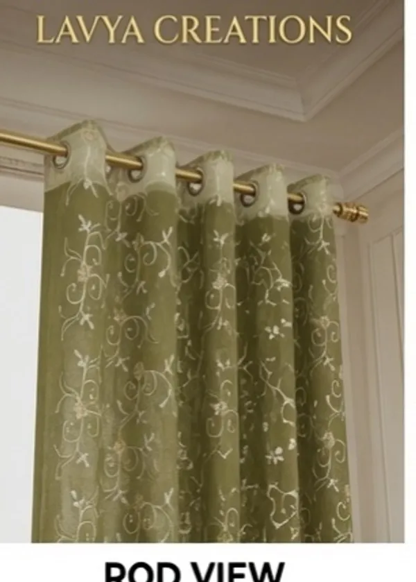 PRIMIUM_TISSUE_EMBROIDERY_CURTAINS.PACK_OF_FOUR(4)_CURTAINS.GREEN