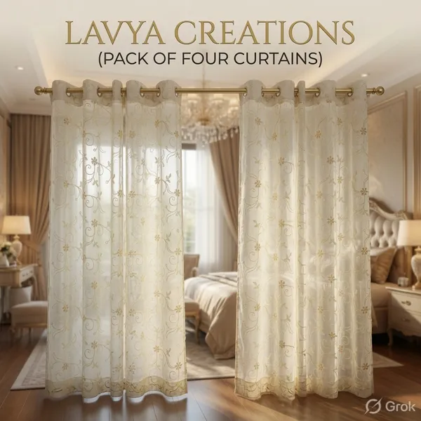 PRIMIUM_TISSUE_EMBROIDERY_CURTAINS.PACK_OF_FOUR(4)_CURTAINS.CREAM.