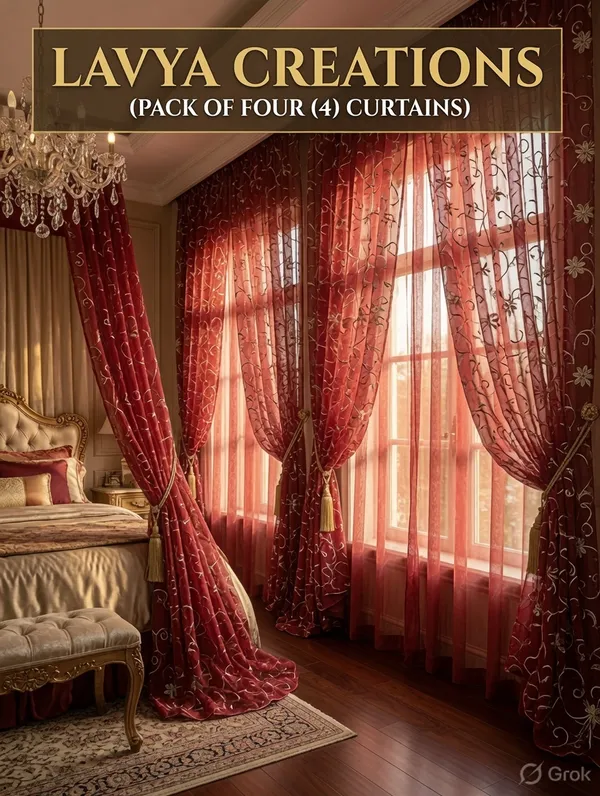 PRIMIUM_TISSUE_EMBROIDERY_CURTAINS.PACK_OF_FOUR_(4).CURTAINS.RED.