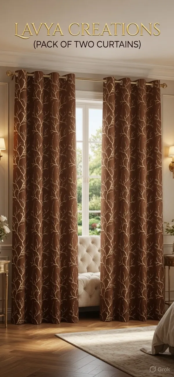 VELVET_FOIL_CURTAINS.PACK_OF_TWO_CURTAINS.COFEE.
