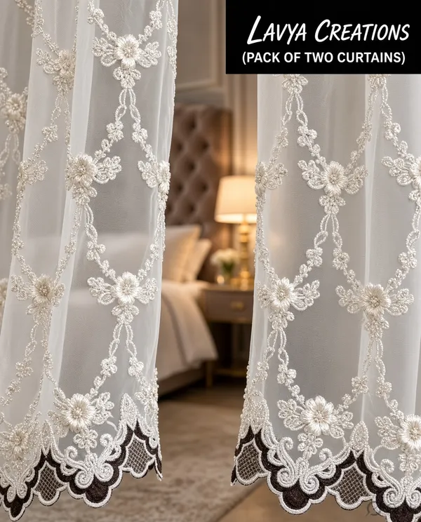 IMPORTED_TISSUE_EMBROIDERY_PANEL_CURTAINS.PACK_OF_TWO_CURTAINS.COFEE.