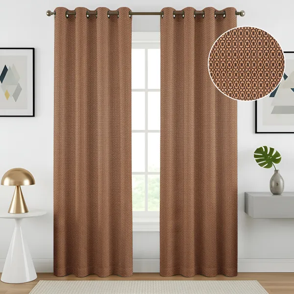 LAVYA_CREATIONS.PACK_OF_2.COTTON_DOBBY_CURTAINS.BROWN.