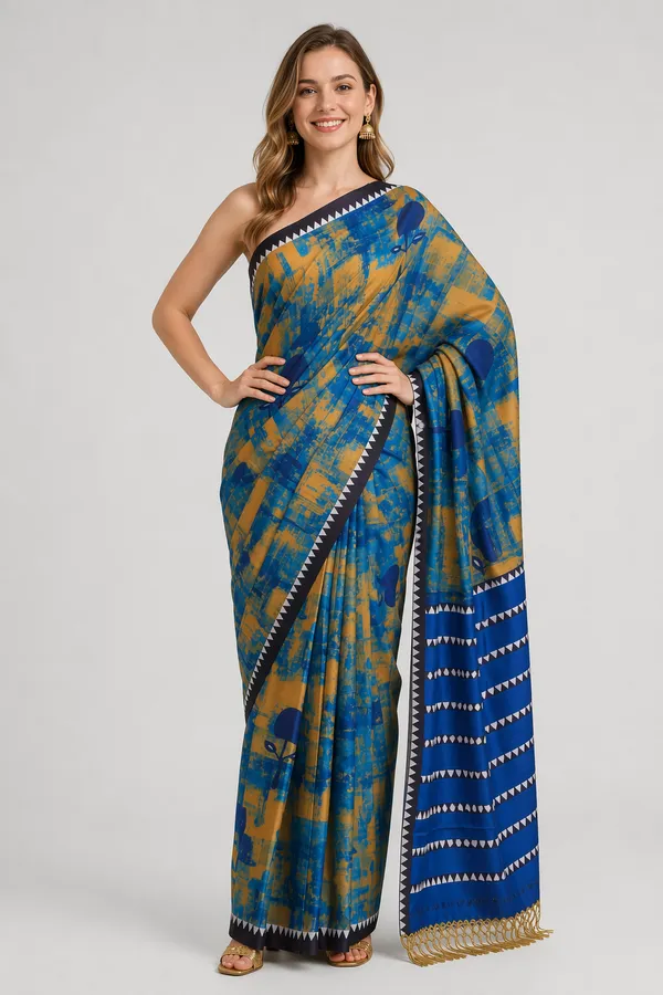 Blue_color_Tusshar_Silk_Abstract_Print_Light_Weight_Saree_for_Women