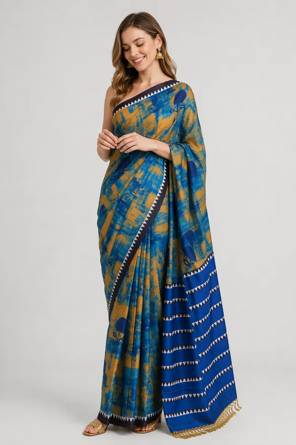 Blue_color_Tusshar_Silk_Abstract_Print_Light_Weight_Saree_for_Women