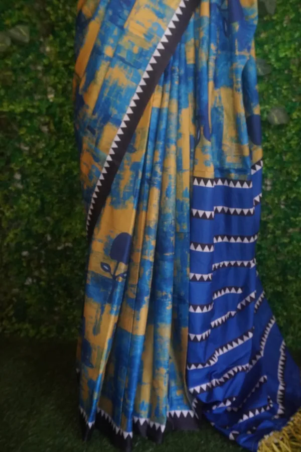 Blue_color_Tusshar_Silk_Abstract_Print_Light_Weight_Saree_for_Women