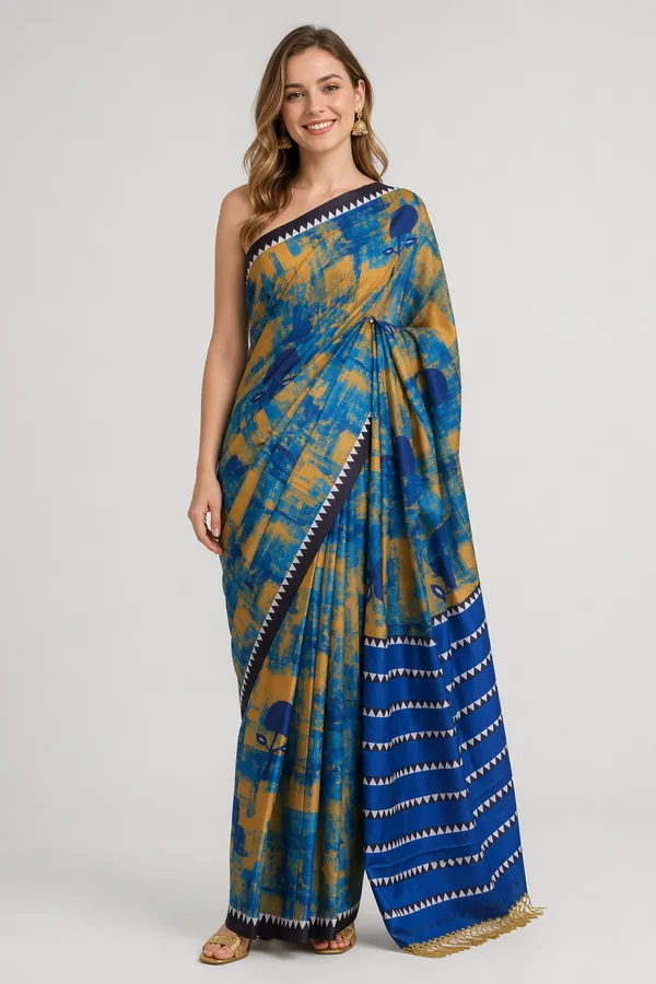 Blue_color_Tusshar_Silk_Abstract_Print_Light_Weight_Saree_for_Women