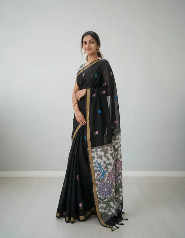 Black_color_Thread_work_Soft_Cotton_Saree