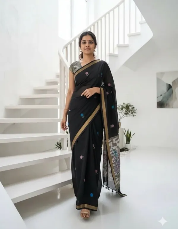 Black_color_Thread_work_Soft_Cotton_Saree