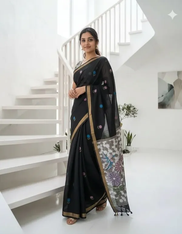 Black_color_Thread_work_Soft_Cotton_Saree