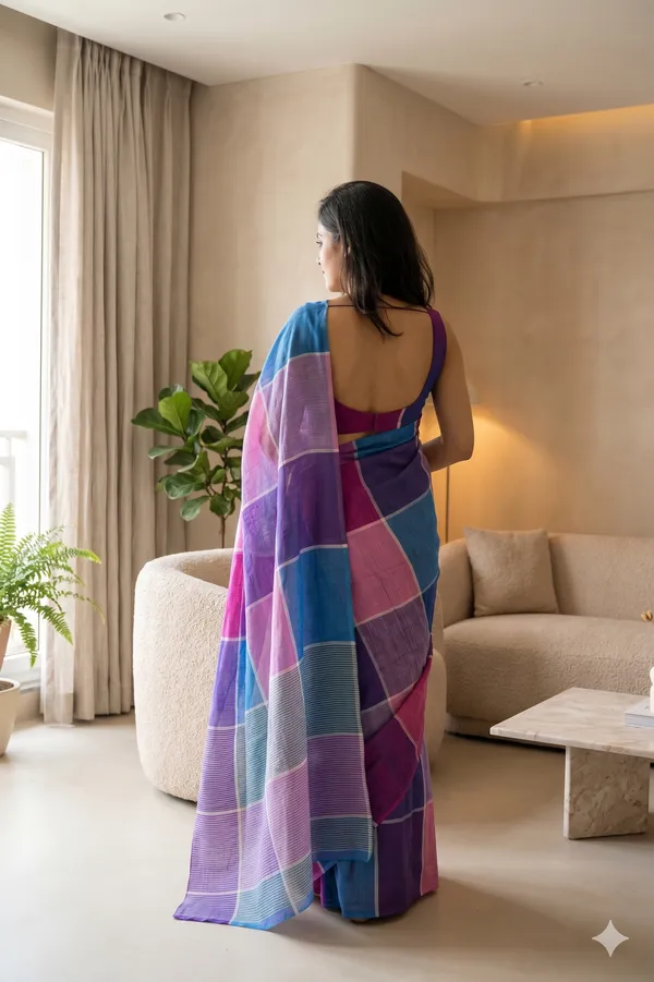 Multicolor_(_Blue_and_Pink_)_Cotton_Casual_Light_Weight_Printed_Saree
