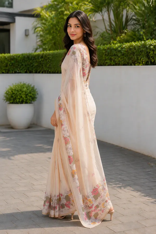 Half_White_Beautiful_Printed_Cotton_Casual_Light_Weight_Saree