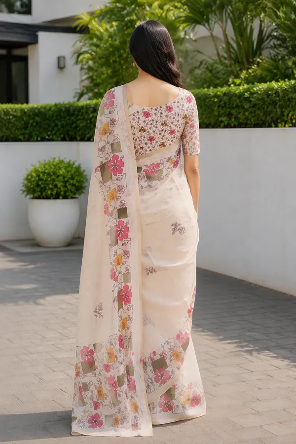 Half_White_Beautiful_Printed_Cotton_Casual_Light_Weight_Saree