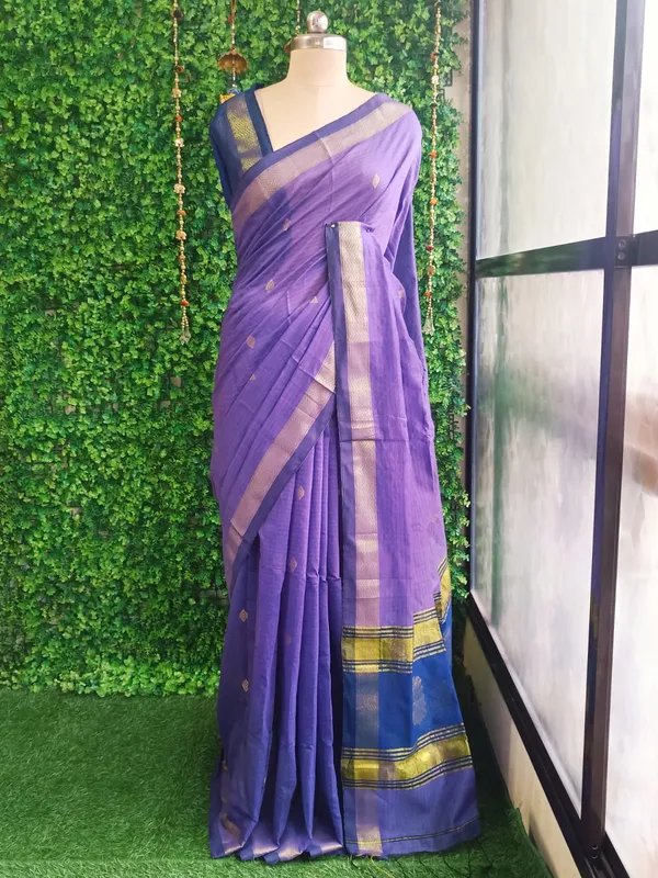 Lavender_color_Handloom_Woven_Bengal_Cotton_Saree