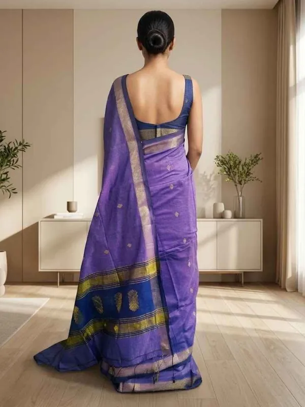 Lavender_color_Handloom_Woven_Bengal_Cotton_Saree