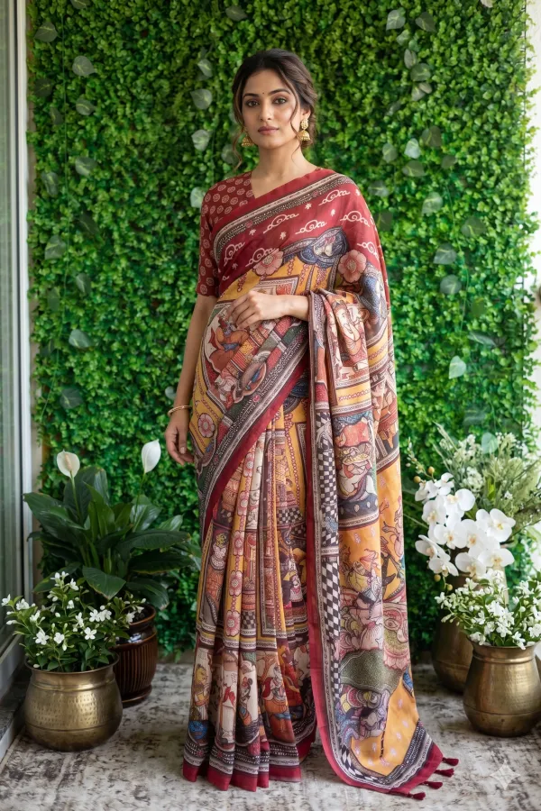 A_Vivid_color_Kalamkari_Kalamkari_Printed_Saree