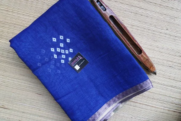 Bandhani__Print_Purple_color_Cotton_linen_Saree