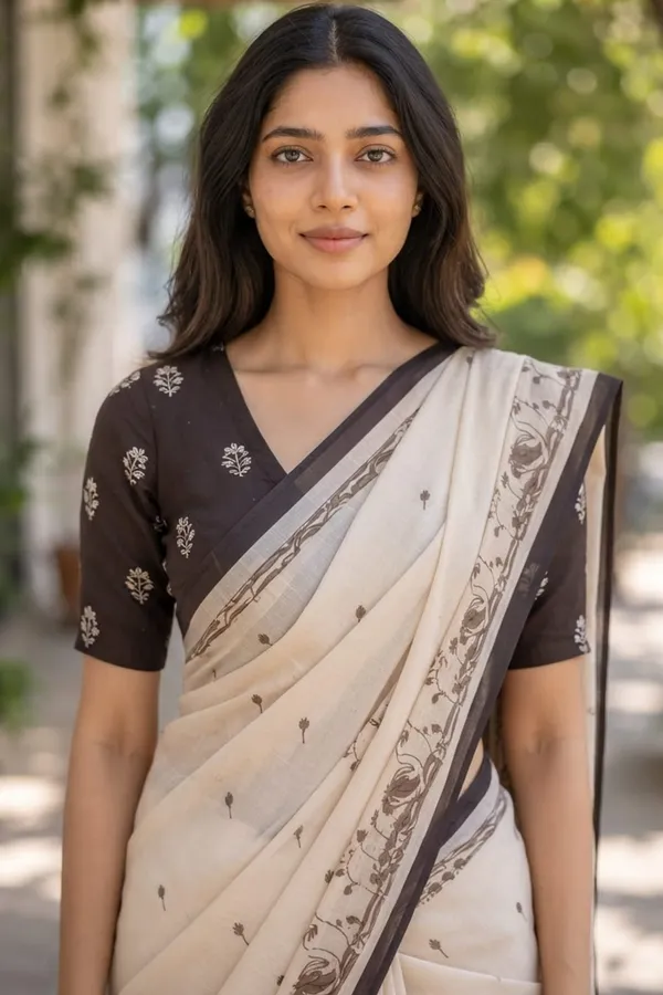 Beautiful_Duck_Print_Beige_color_Chanderi_cotton_Saree_
