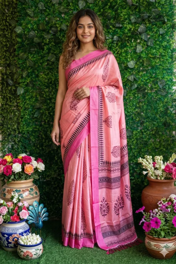 Pink_Tussar_Silk_Beautiful_Print_Saree_For_Women