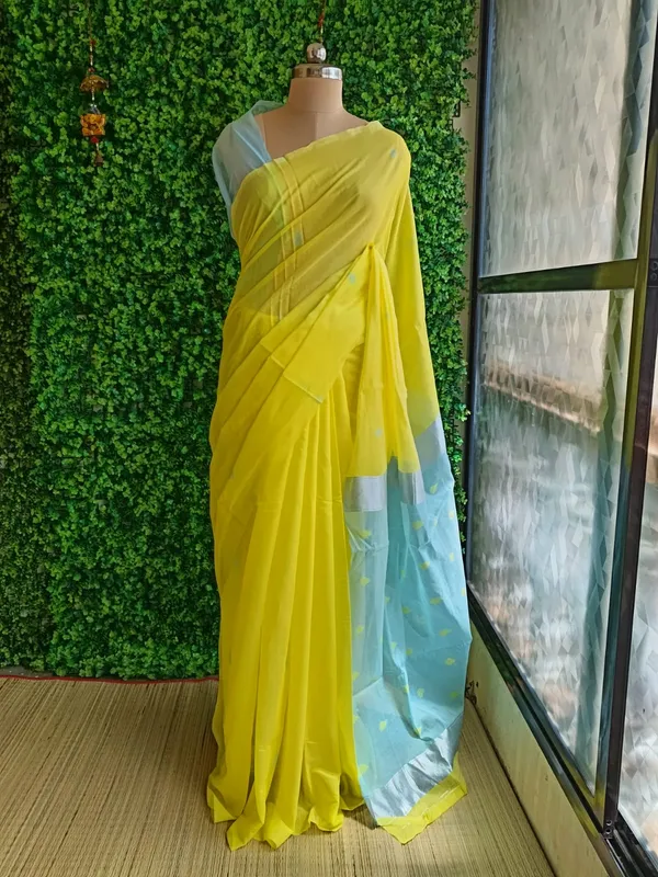 Bright_Yellow_color_Beautiful_Cotton_Saree