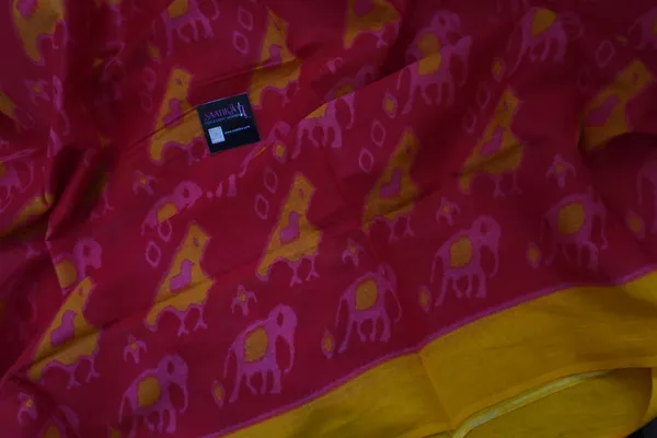 Red_Pure_Cotton_Printed_Mulmul_Saree_For_Women