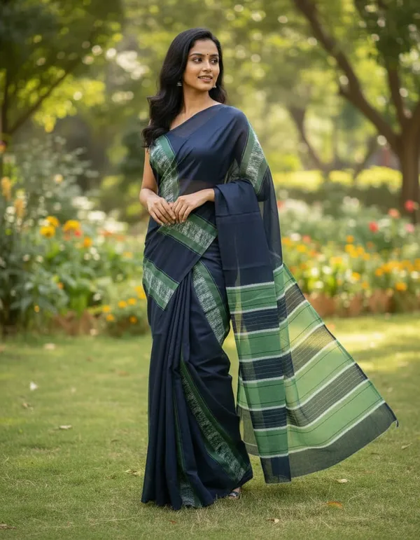 Dark_Blue_Chanderi_cotton_Printed_Saree